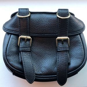 Black leather fanny pack